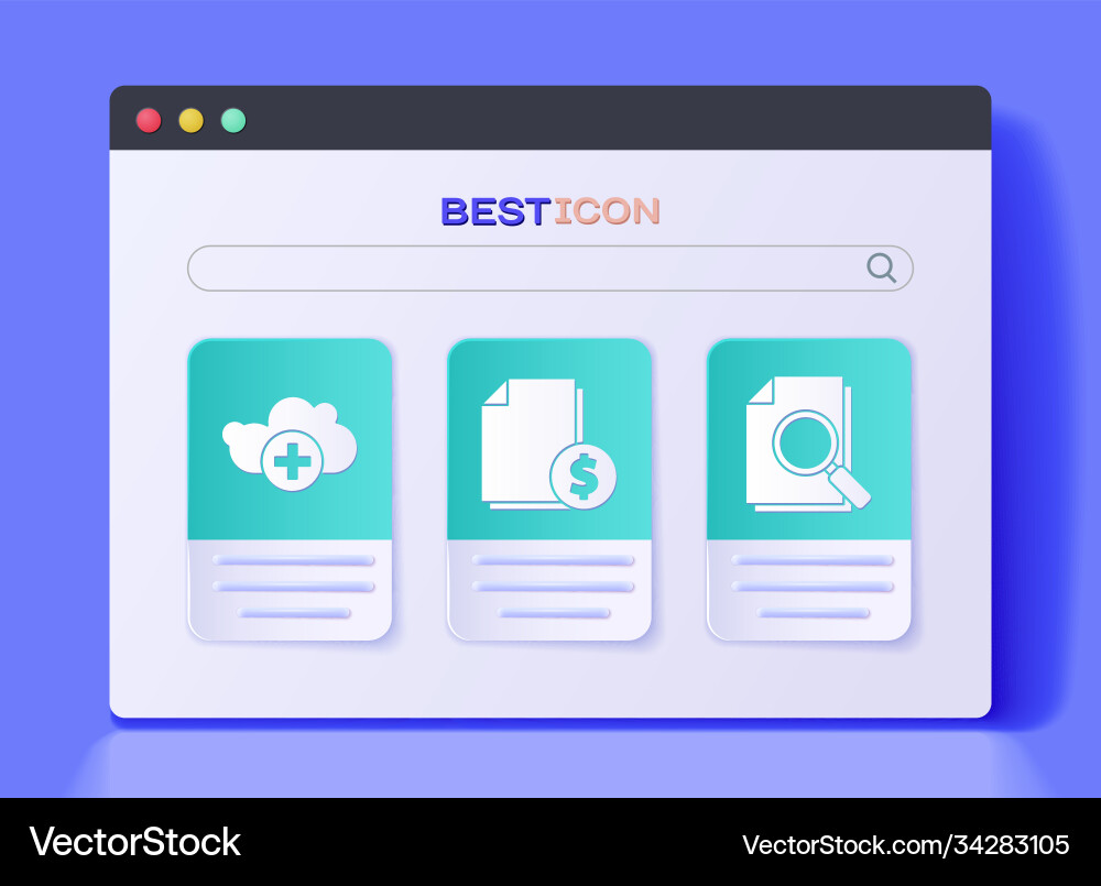 Set finance document add cloud Set finance document add cloud vector image