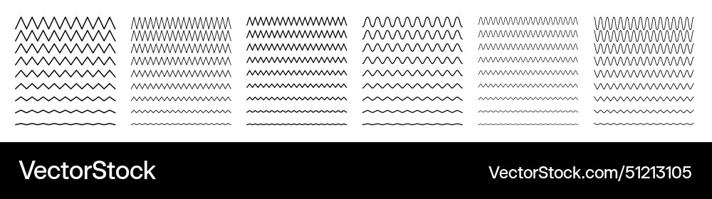 Set of different wave lines thin line design Set of different wave lines thin line design vector image