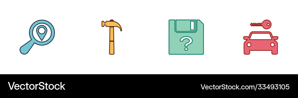 Set search location hammer unknown document Set search location hammer unknown document vector image