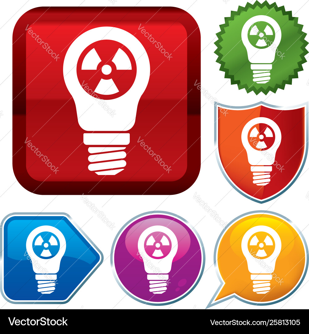 Set shiny icon series on buttons lightbulb vector image