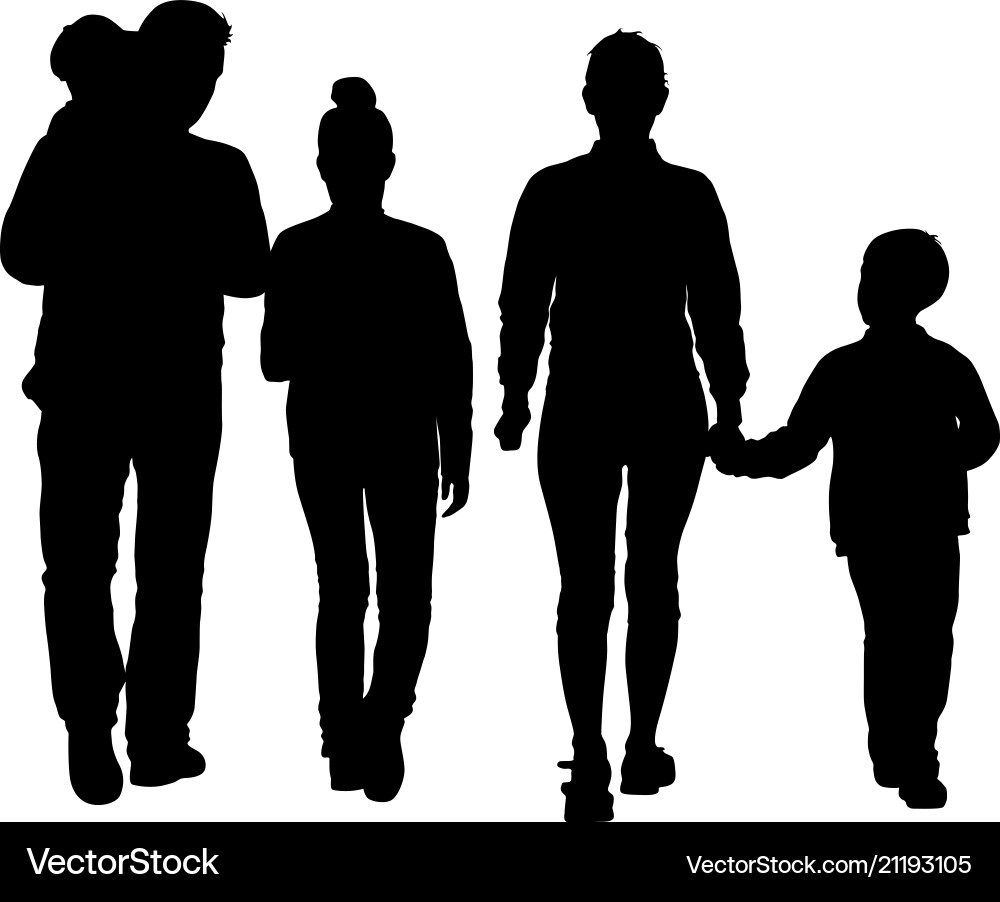 Silhouette of happy family on a white background vector image