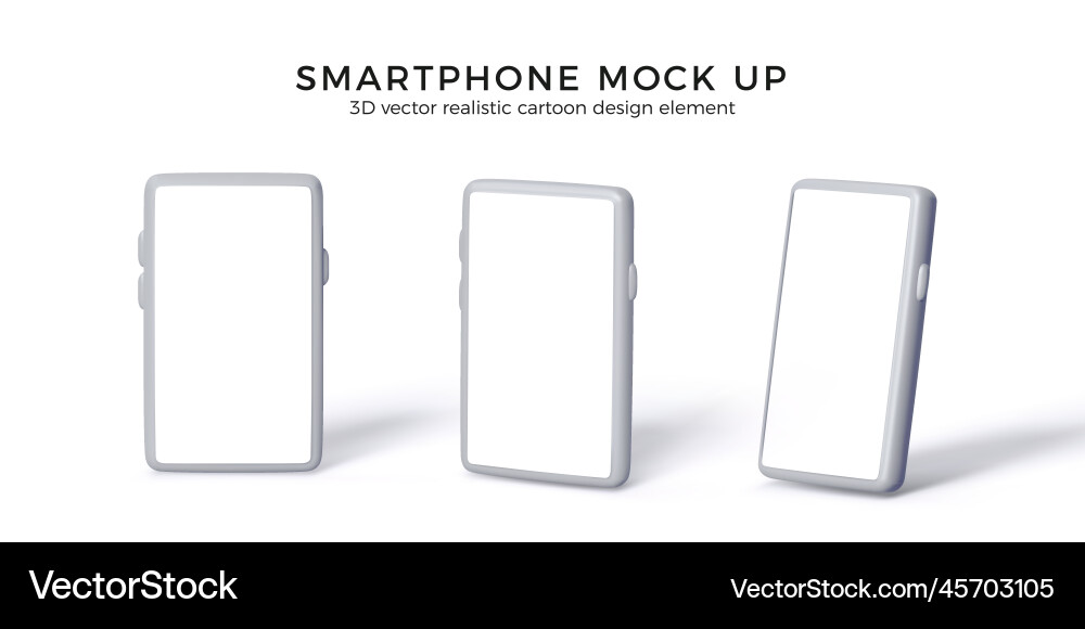 Smartphone mock up different view 3d render Smartphone mock up different view 3d render vector image