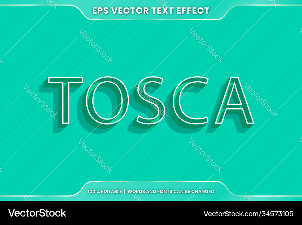 Text effect in 3d tosca words font styles theme Vector Image