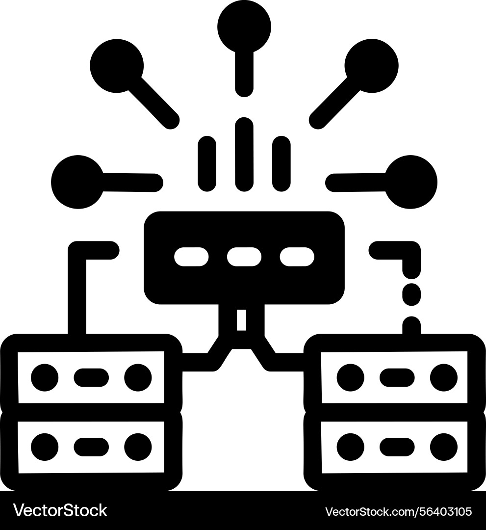 Weba glyph style icon showing a network switch Vector Image