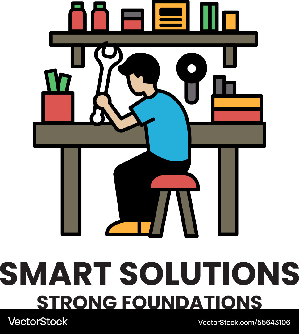 A man is working on project at desk A man is working on project at desk vector image
