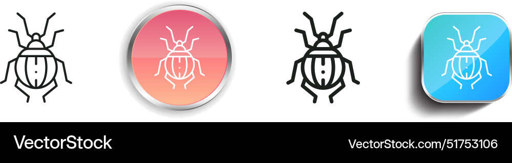 Beetle icon thin linear regular and button style vector image