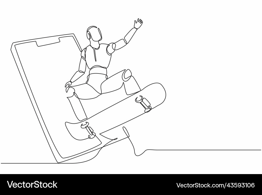 Continuous one line drawing robot come out from Vector Image