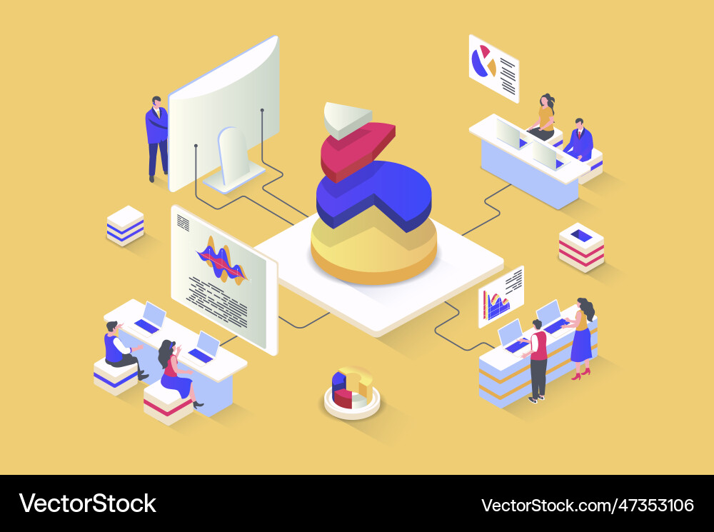 Data analysis concept in 3d isometric design Data analysis concept in 3d isometric design vector image