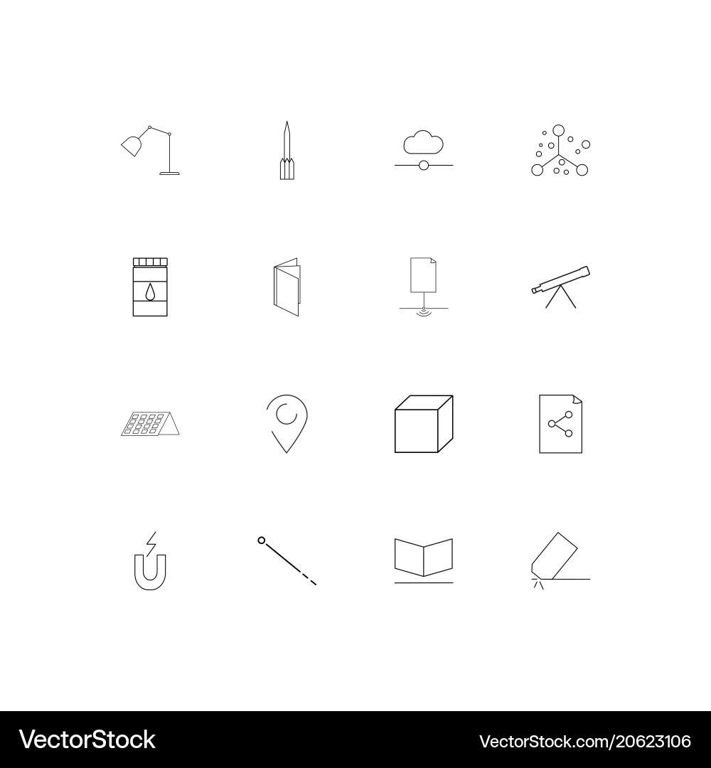 Education and science simple linear icons set vector image