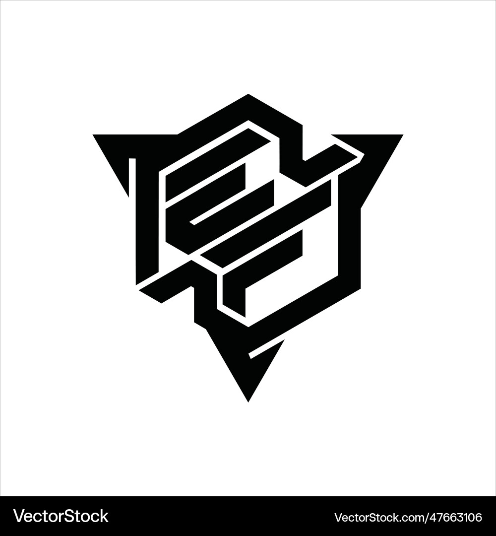 Ef logo monogram hexagon shape with triangle vector image