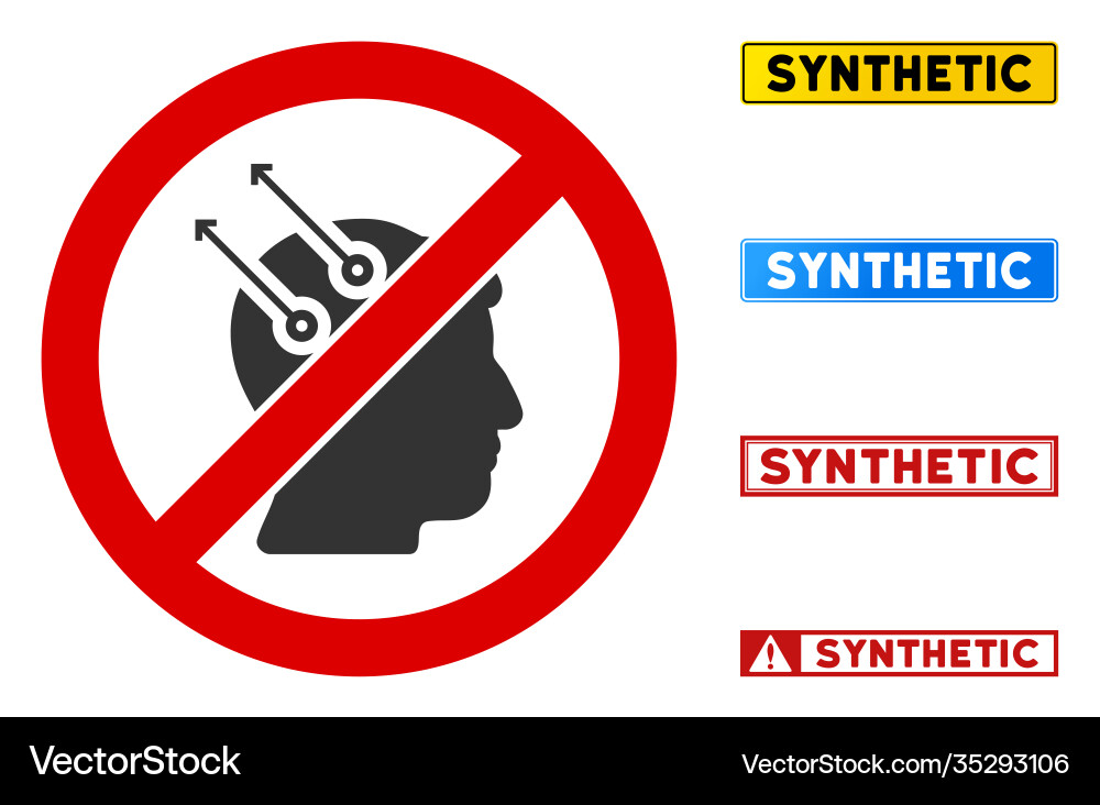 Flat no brain interface sign with captions Flat no brain interface sign with captions vector image
