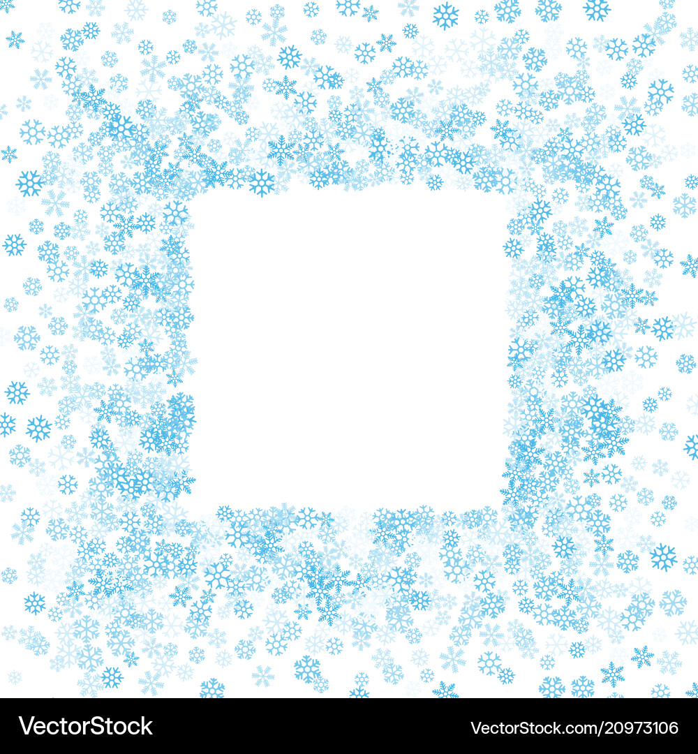 Frame or border of random scatter snowflakes Vector Image