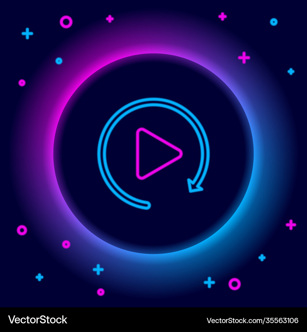 Glowing neon line video play button like simple Glowing neon line video play button like simple Vector Image
