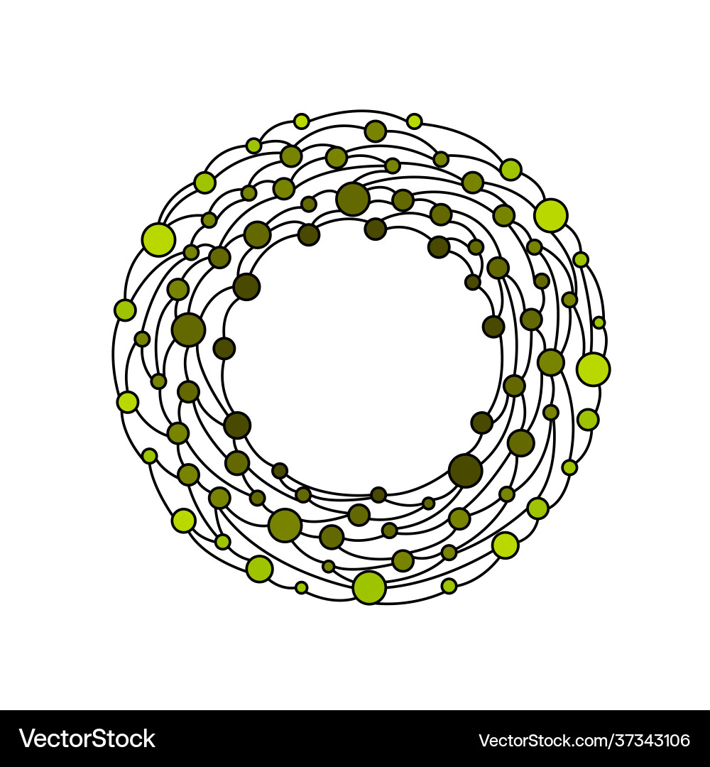 Graphic circle frame with abstract lines and point Vector Image