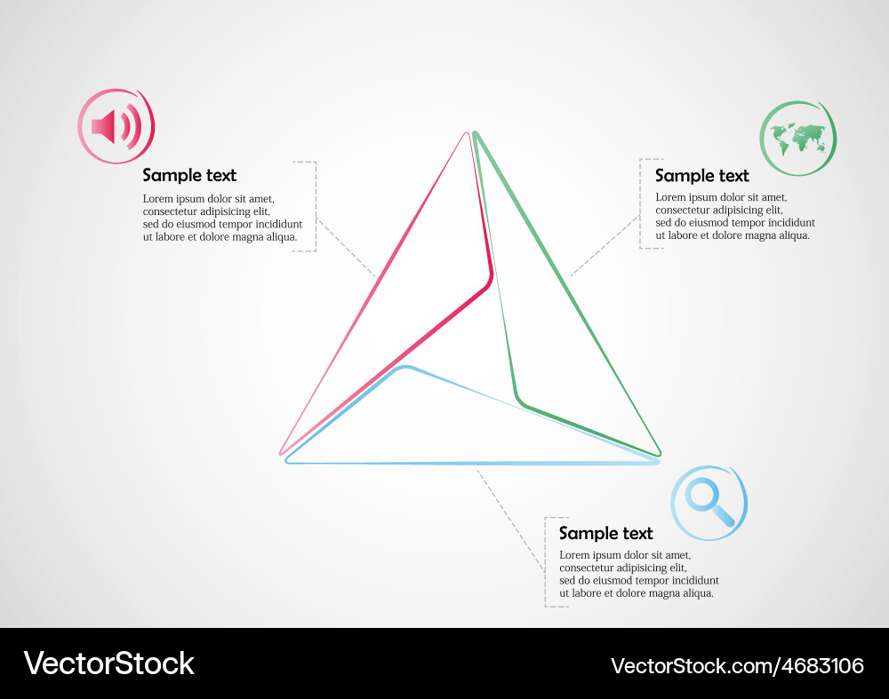 Infographic consists of three triangles from lines vector image