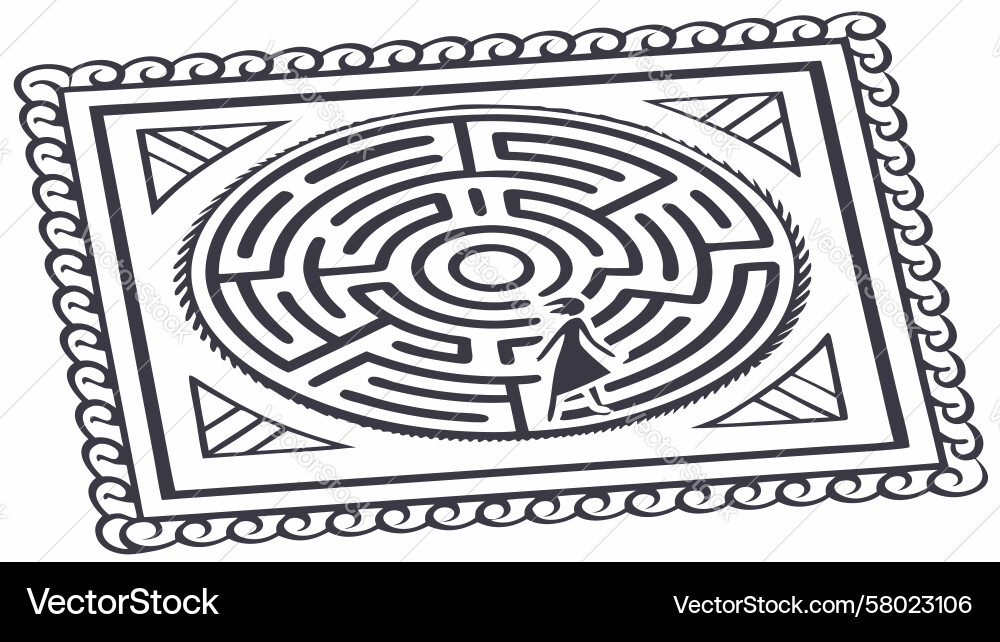 Intricate Maze Pattern - Circular Puzzle vector image