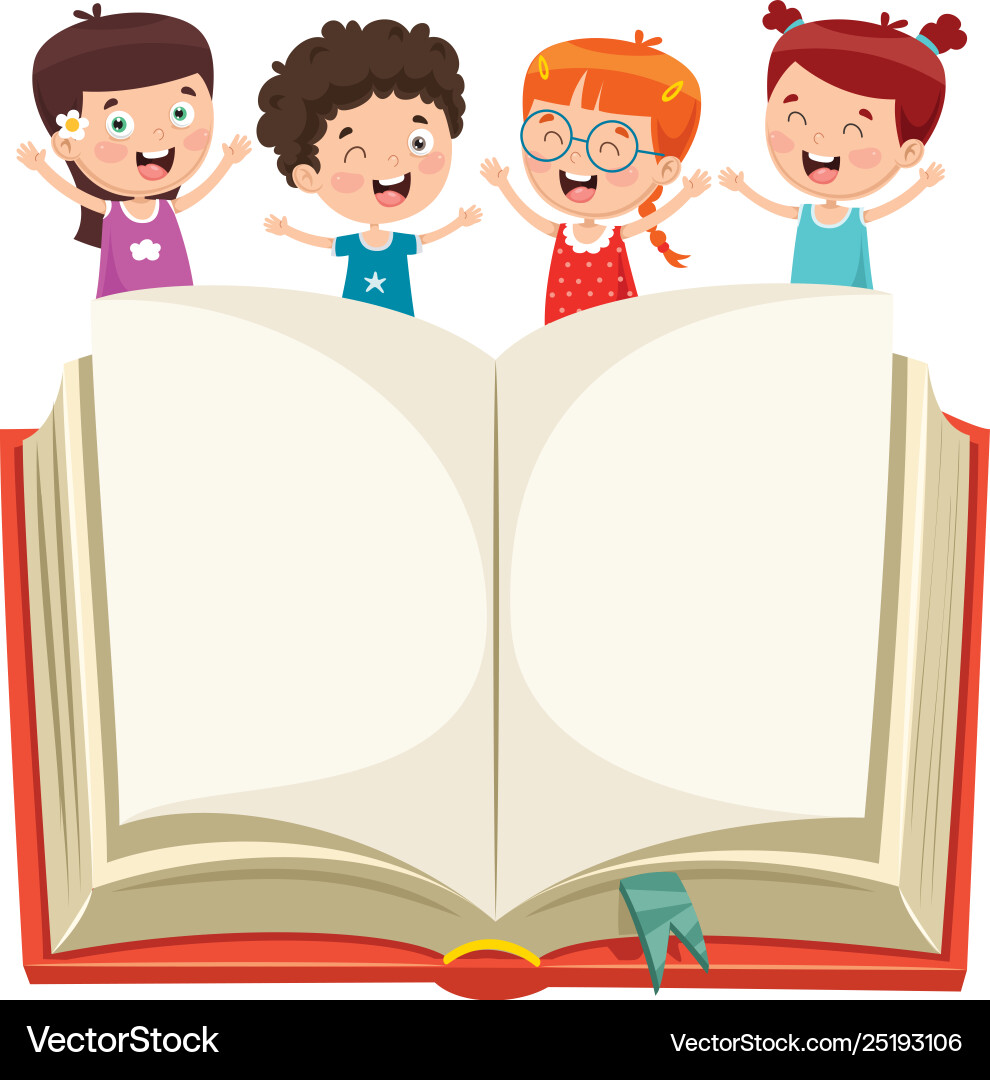 Kids showing open book vector image