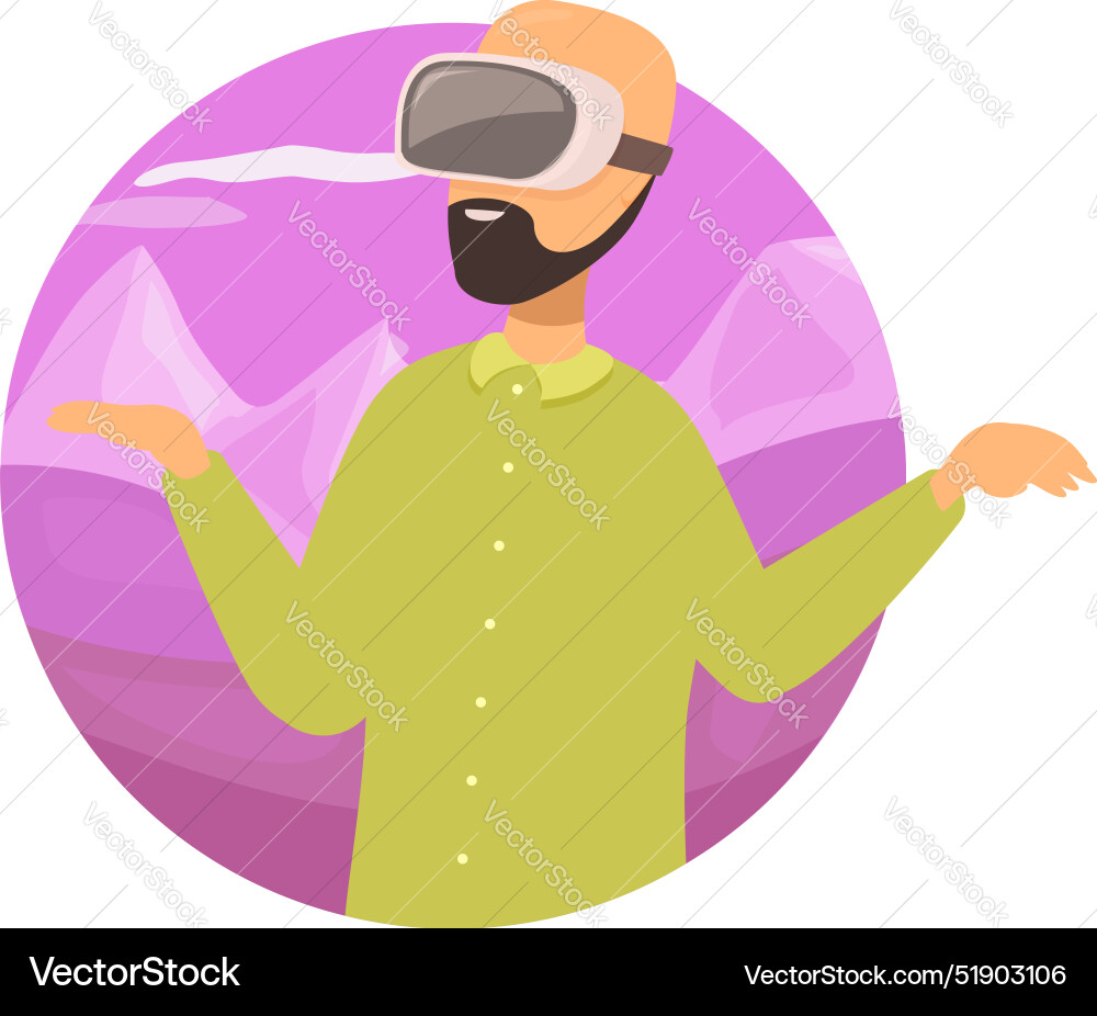 Man using vr headset exploring virtual reality Vector Image