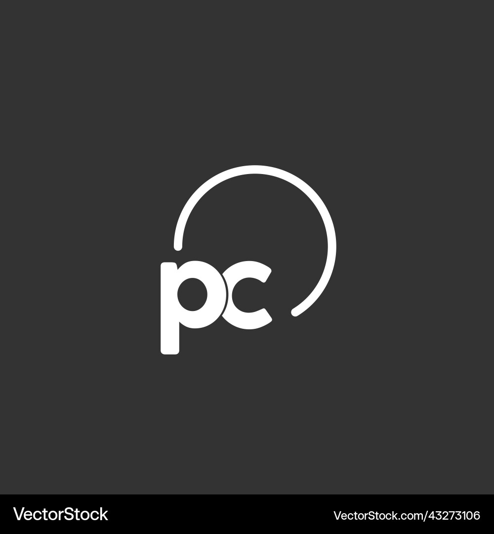 Pc initial logo with rounded circle Pc initial logo with rounded circle Vector Image
