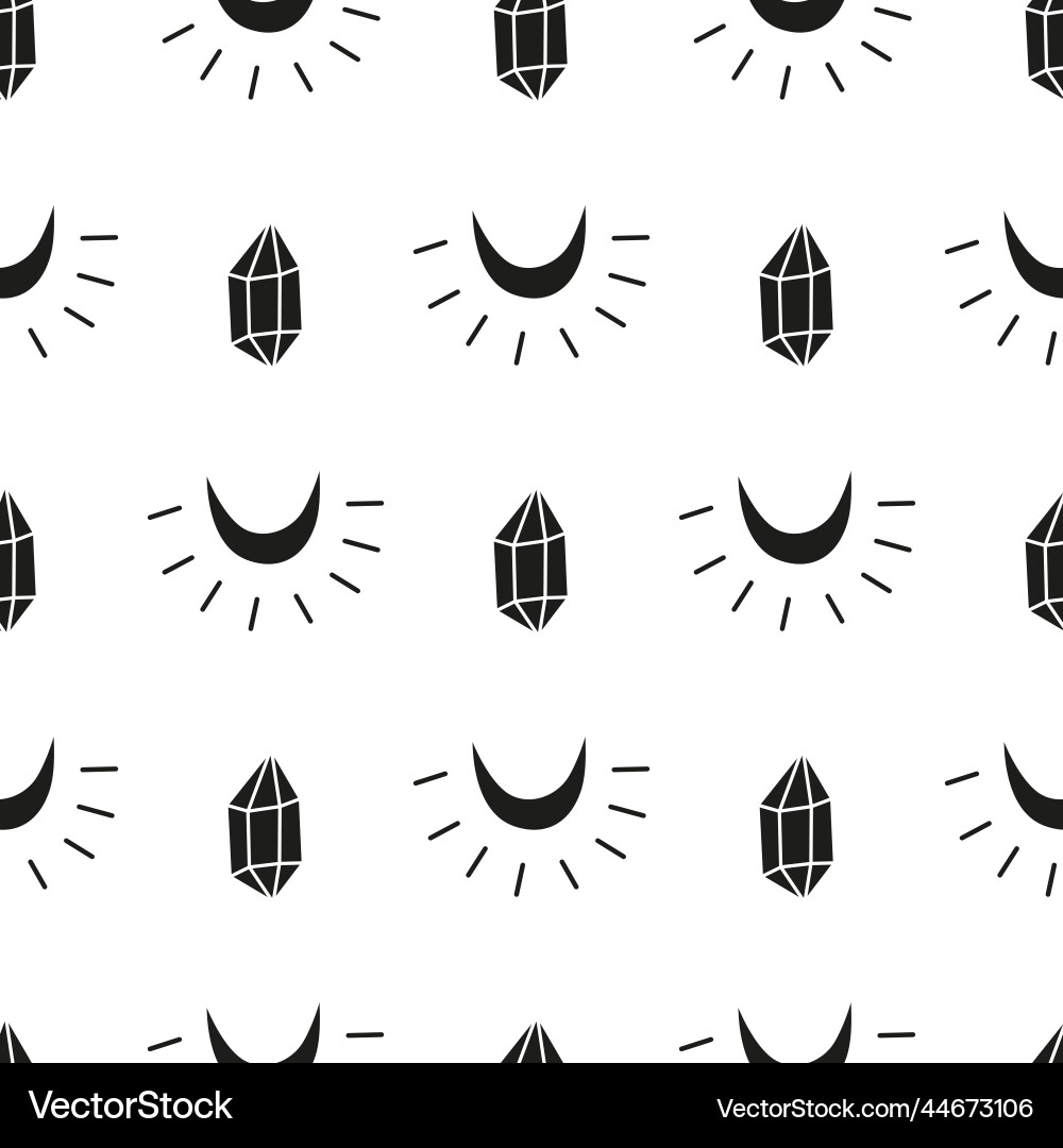Seamless pattern with celestial boho crystals Seamless pattern with celestial boho crystals Vector Image