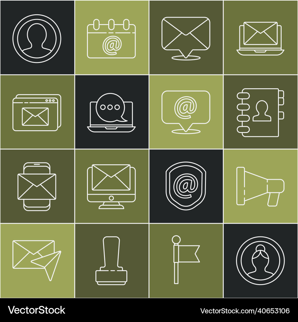 Set line create account screen megaphone address Set line create account screen megaphone address vector image