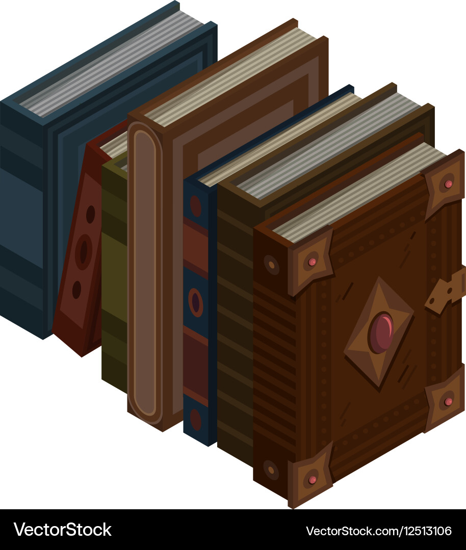 Set of books and tutorials isometric flat vector image
