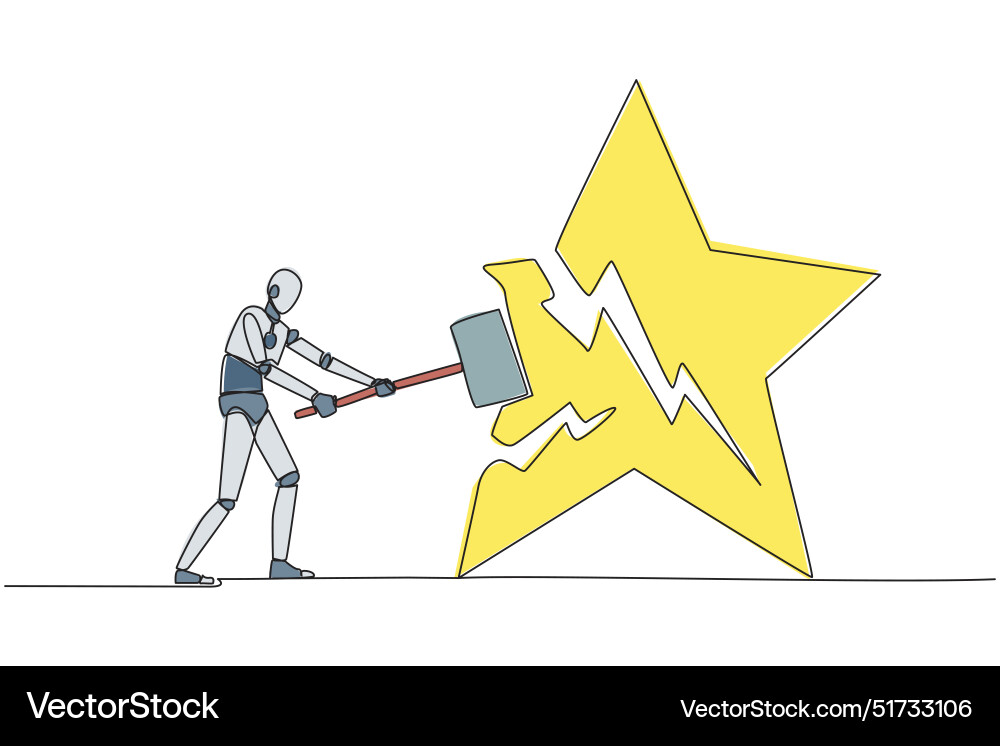 Single continuous line drawing smart robot Single continuous line drawing smart robot vector image