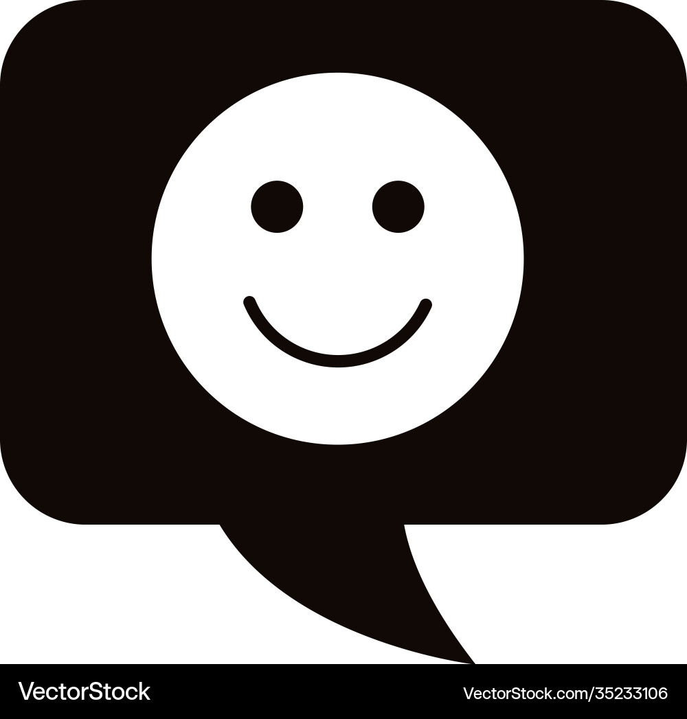 Speech bubble with emoji smiling face block style vector image