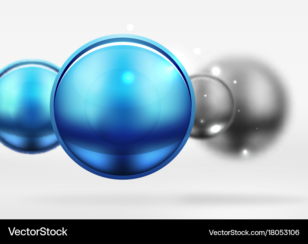 Tech blurred spheres and round circles with glossy Vector Image
