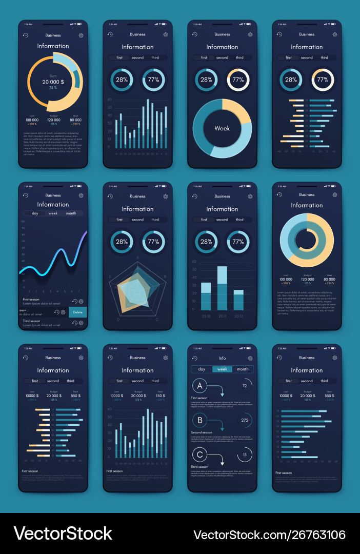 Verschiedene ui ux gui-Bildschirme und flache Web-Symbole Verschiedene ui ux gui-Bildschirme und flache Web-Symbole vektorbild