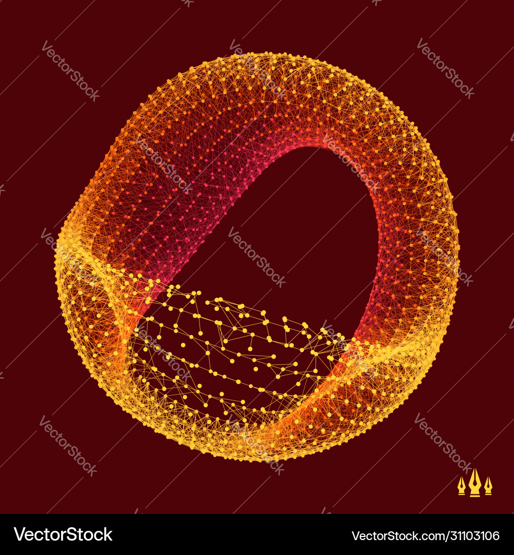 Wireframe object with lines and dots geometric Wireframe object with lines and dots geometric vector image