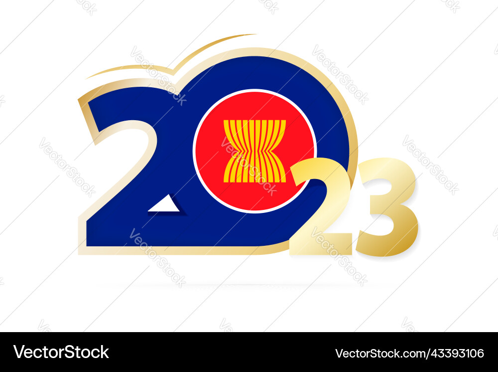 Year 2023 with asean flag pattern Year 2023 with asean flag pattern Vector Image
