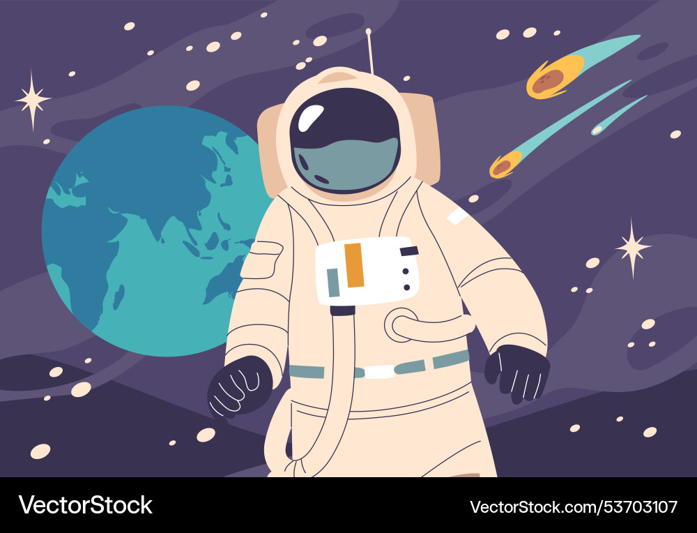 Astronaut character in a spacesuit exploring Astronaut character in a spacesuit exploring vector image