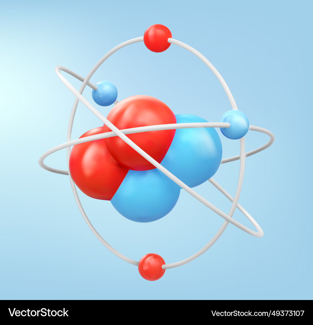 Atom close up realistic 3d with the effect low vector image