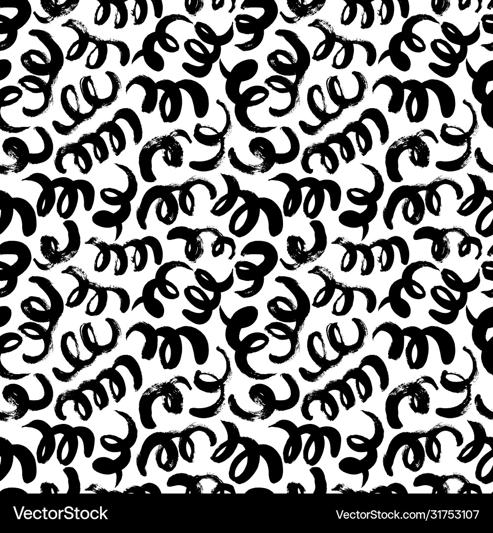 Black Swirls and Curls Pattern vector image