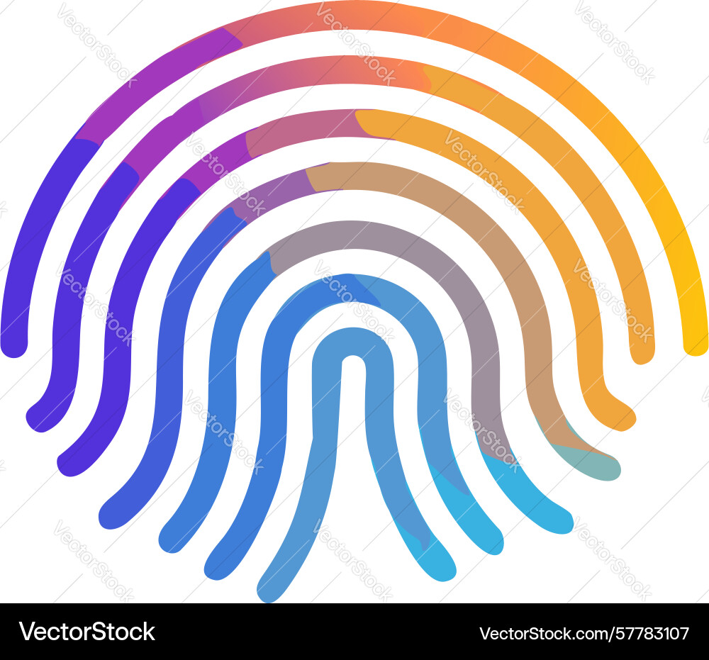 Colorful fingerprint scan biometric security Vector Image