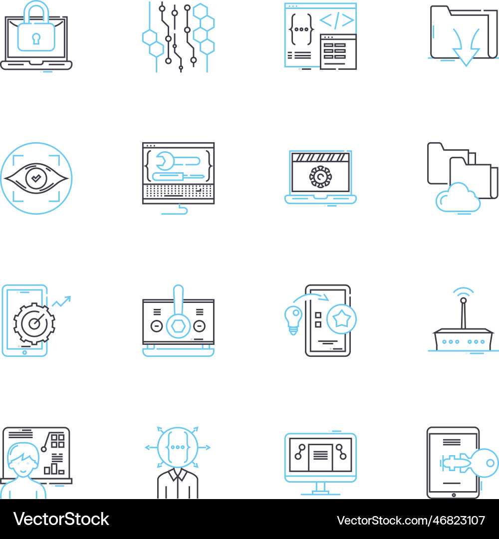 Computer nerk linear icons set ethernet lan Vector Image