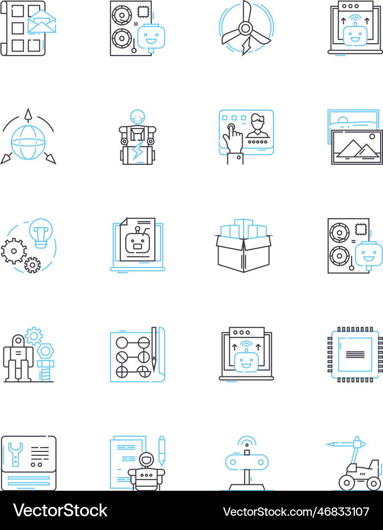 Digital writing linear icons set online keyboard Digital writing linear icons set online keyboard vector image