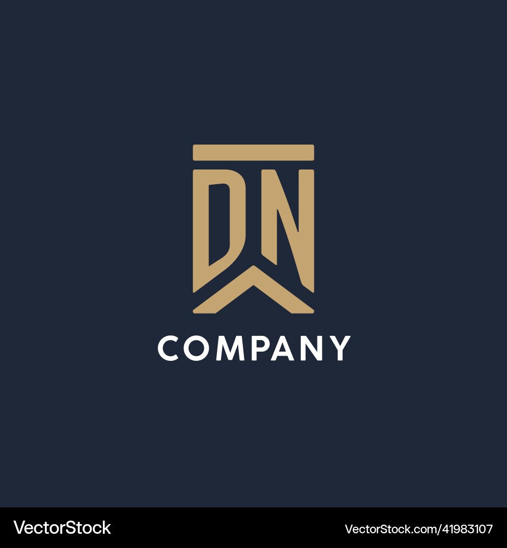 Dn initial monogram logo design in a rectangular Vector Image