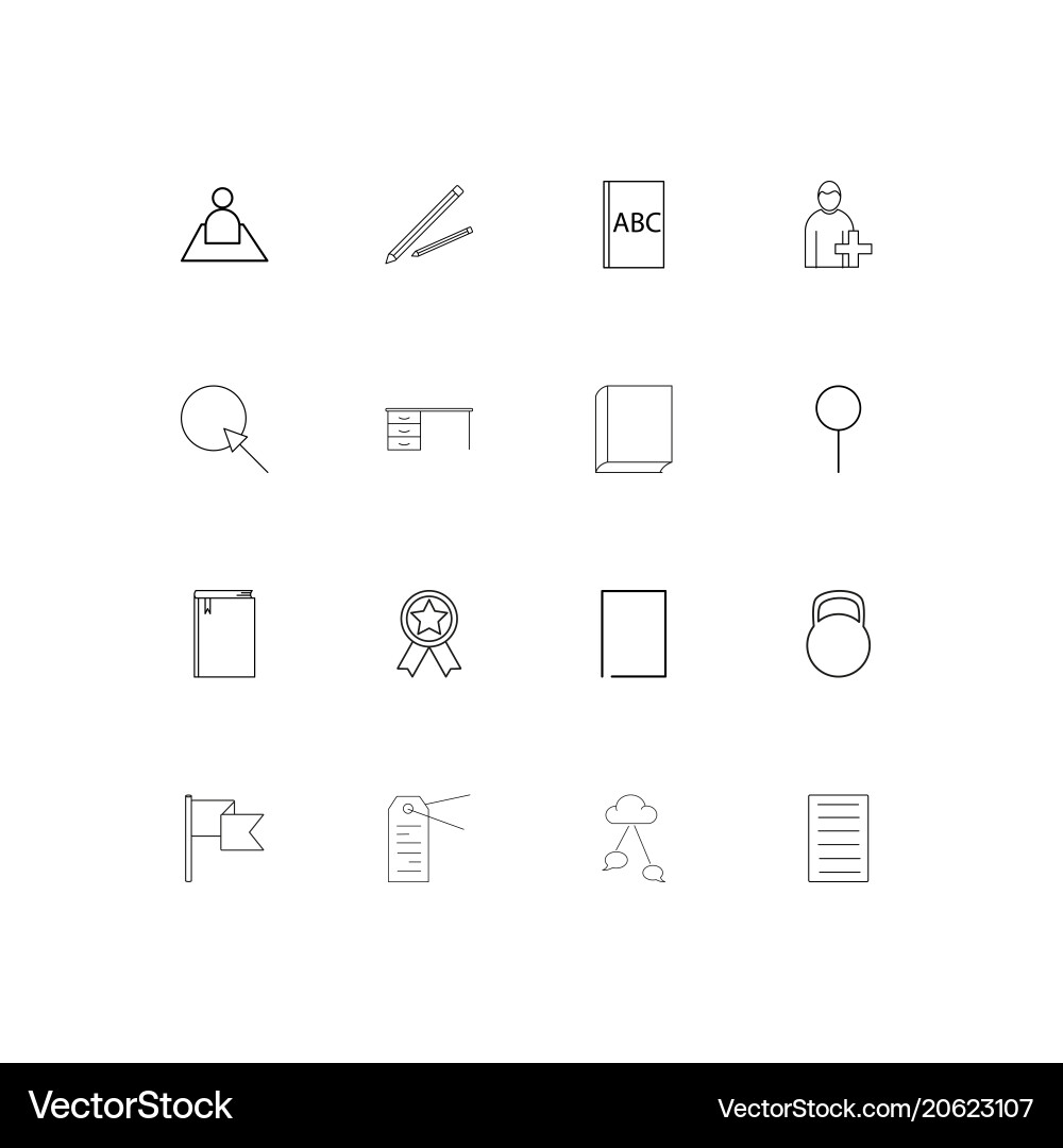 Education and science simple linear icons set vector image