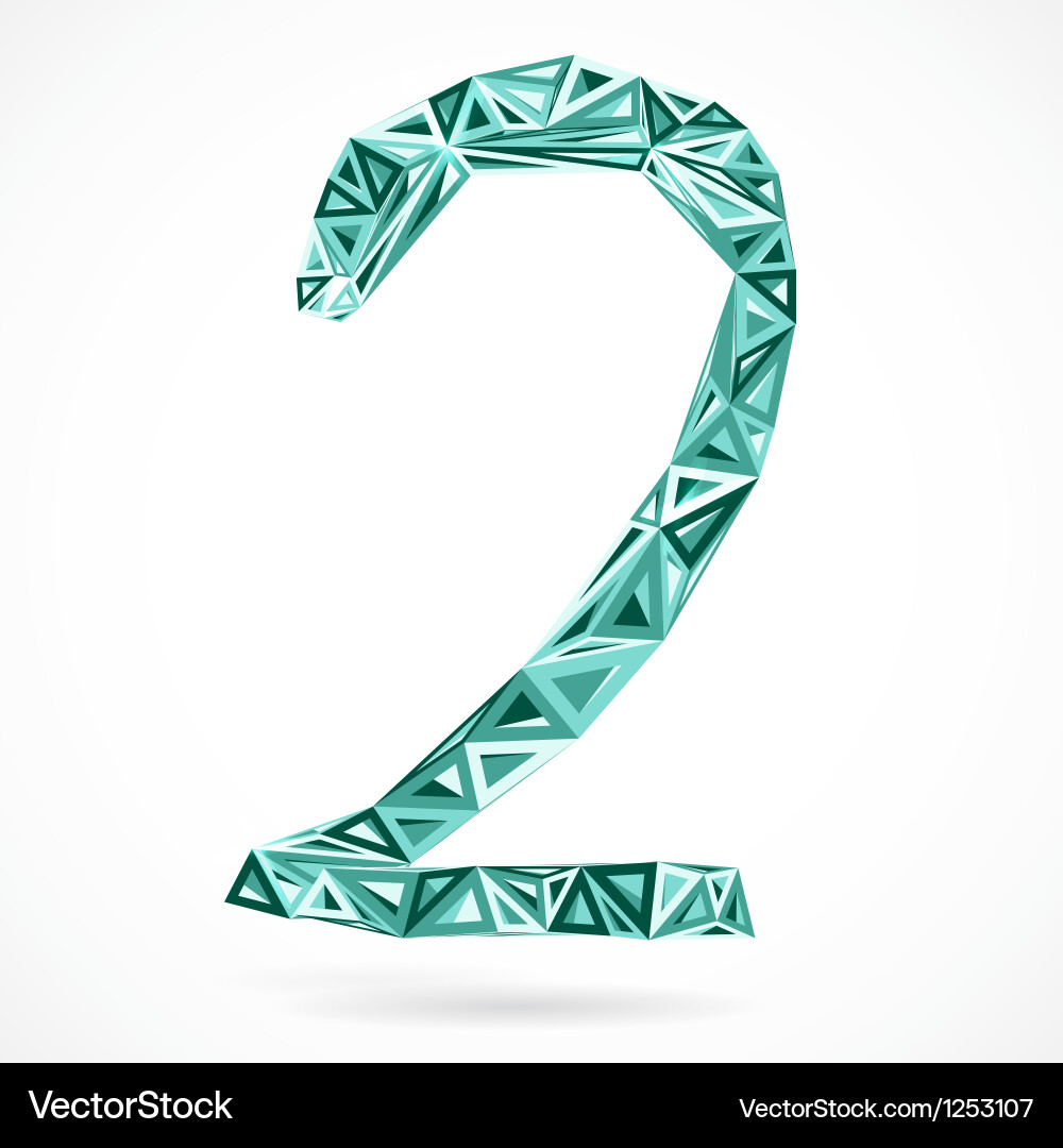 Geometric number two with triangles Vector Image