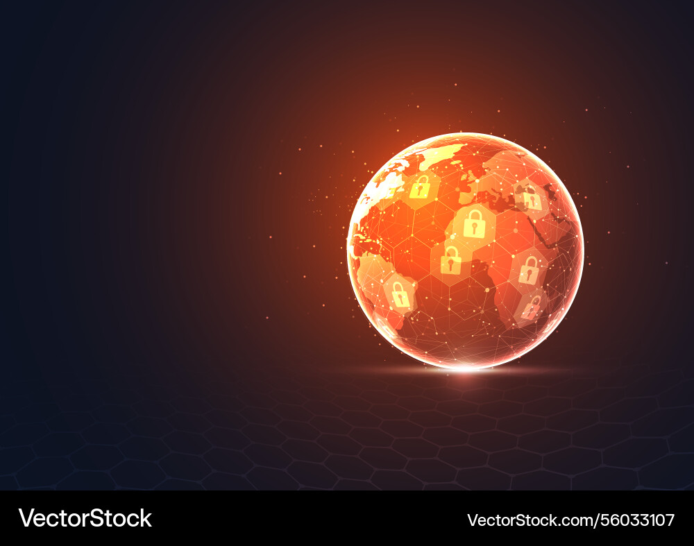 Global network with premium security connection Global network with premium security connection vector image