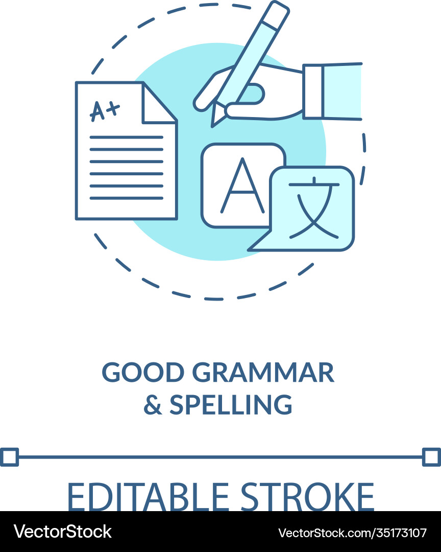 Good grammar and spelling turquoise concept icon Good grammar and spelling turquoise concept icon vector image