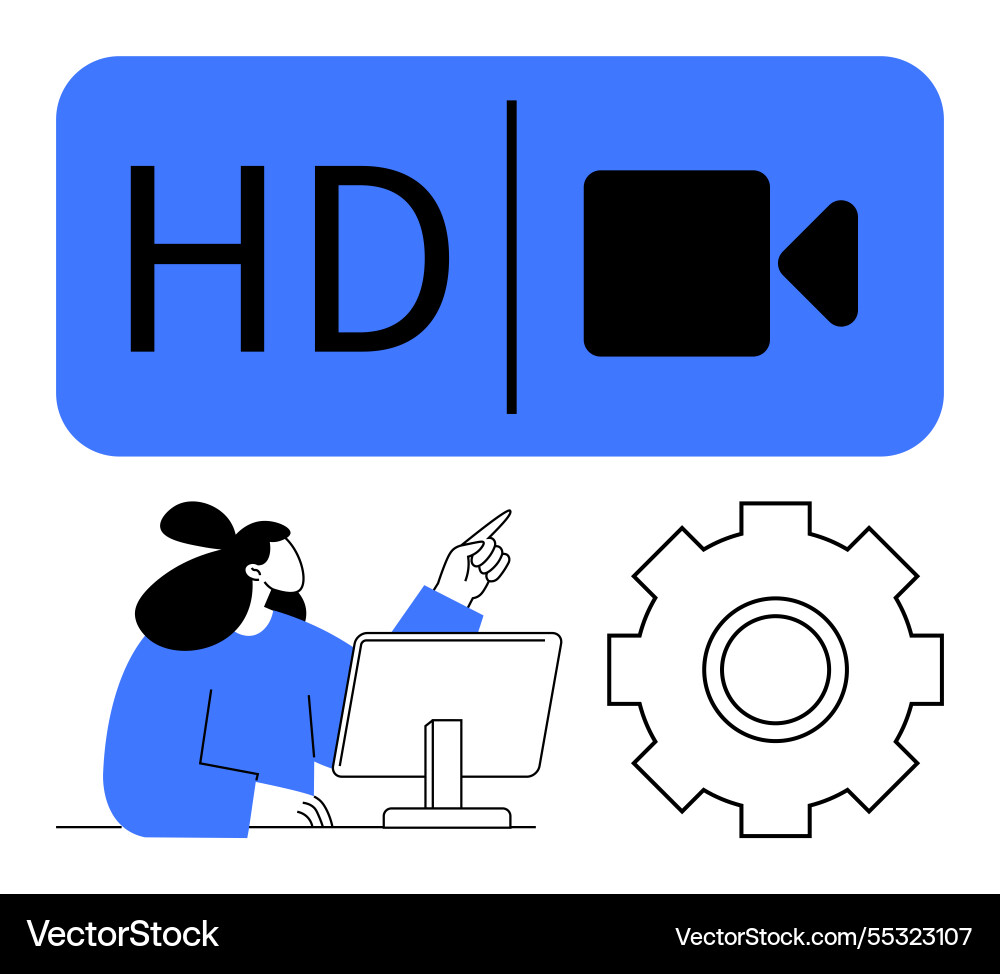 High-definition video concept with user monitor Vector Image