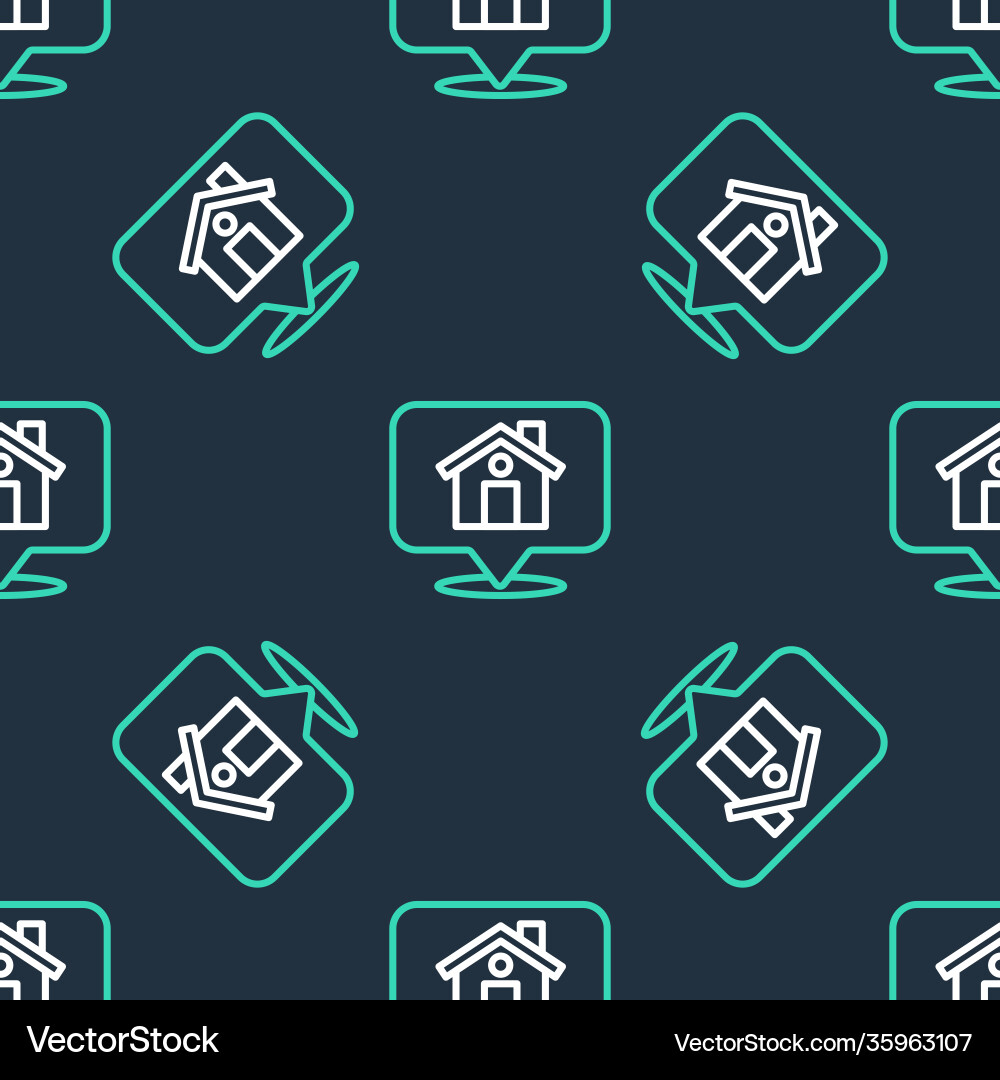 Line map pointer with house icon isolated seamless Line map pointer with house icon isolated seamless vector image