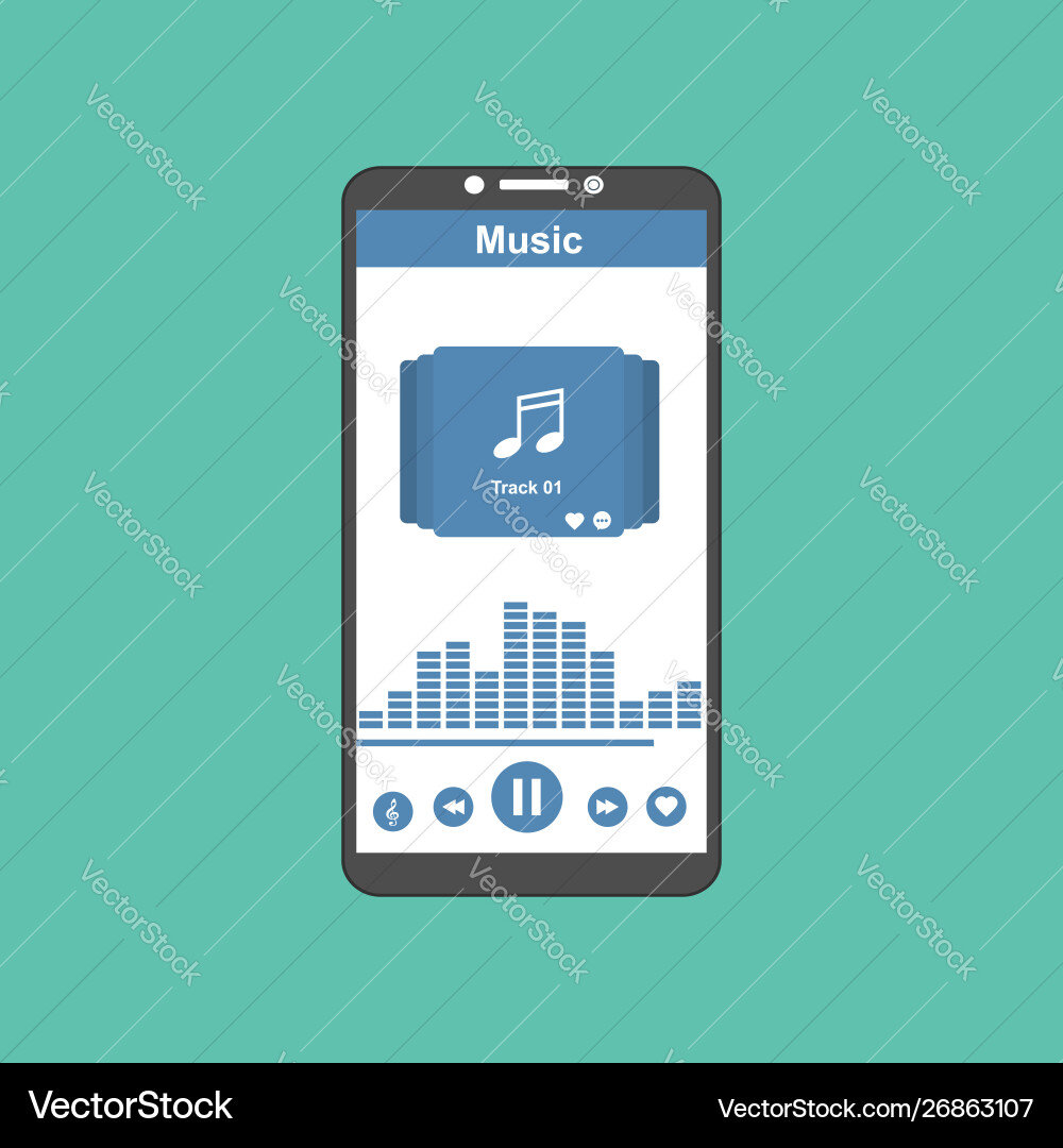 Media player application app template with flat Media player application app template with flat vector image