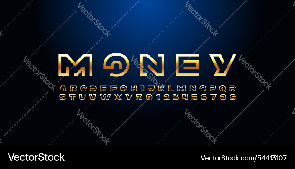 Modern font golden alphabet from segment line Modern font golden alphabet from segment line vector image