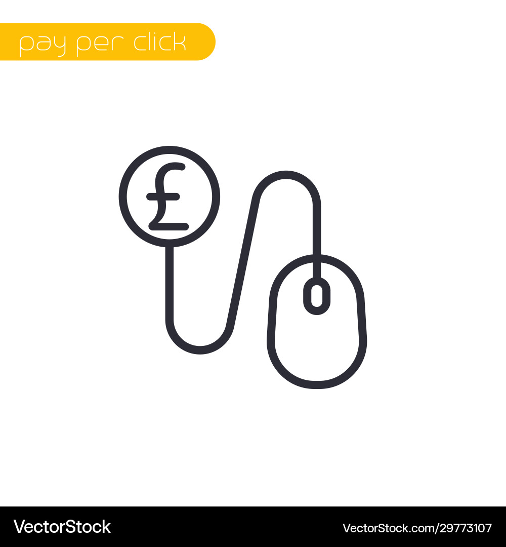 Pay per click icon with mouse and pound linear vector image