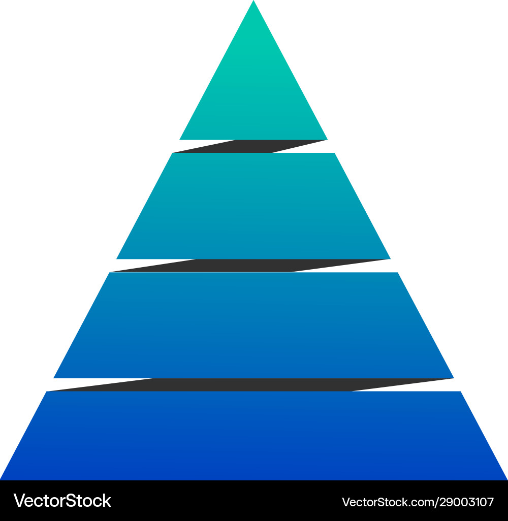 Pyramid chart with four elements isolated vector image