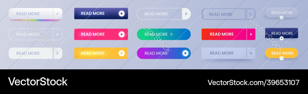 Read more buttons set rectangle templates Read more buttons set rectangle templates vector image